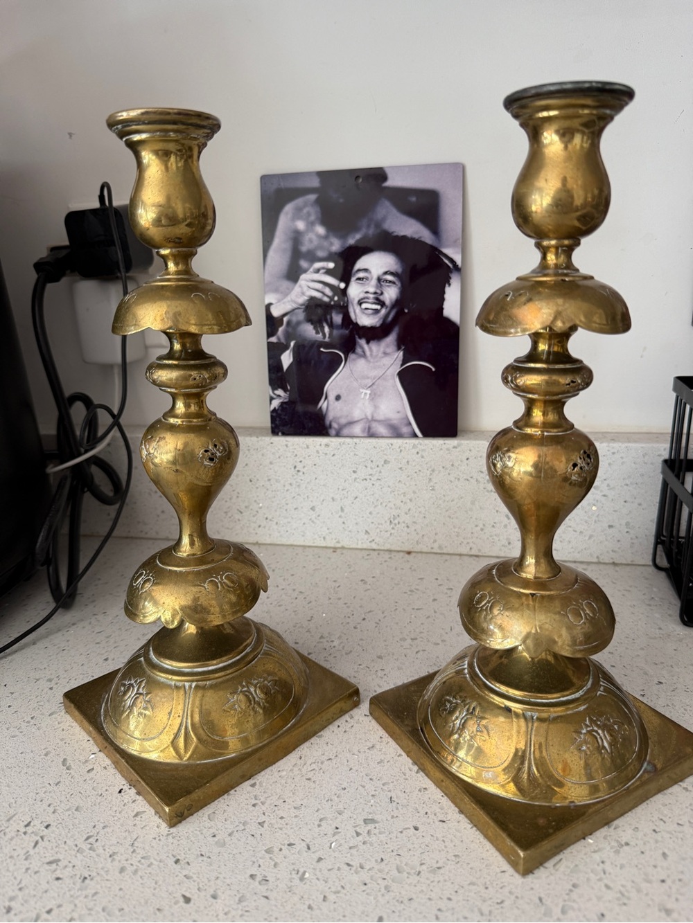 Antique Norblin Polish Sabbath Brass Candlesticks 1139 A Polish 1880s Judaica
